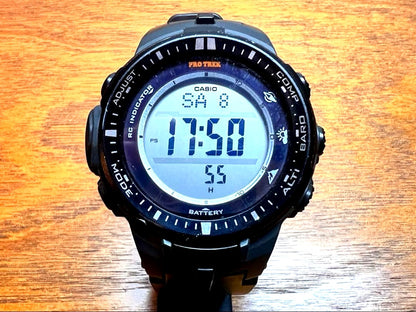 Casio Pro Trek PRW-3000 solar watch with triple sensor and durable design on a black strap