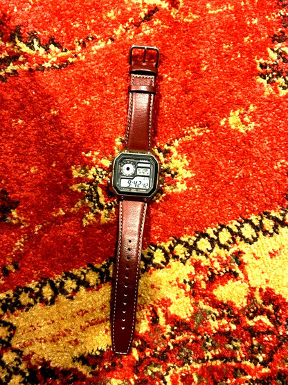 Casio AE-1200WH digital watch with world time, alarm, stopwatch, and 10-year battery, black resin strap