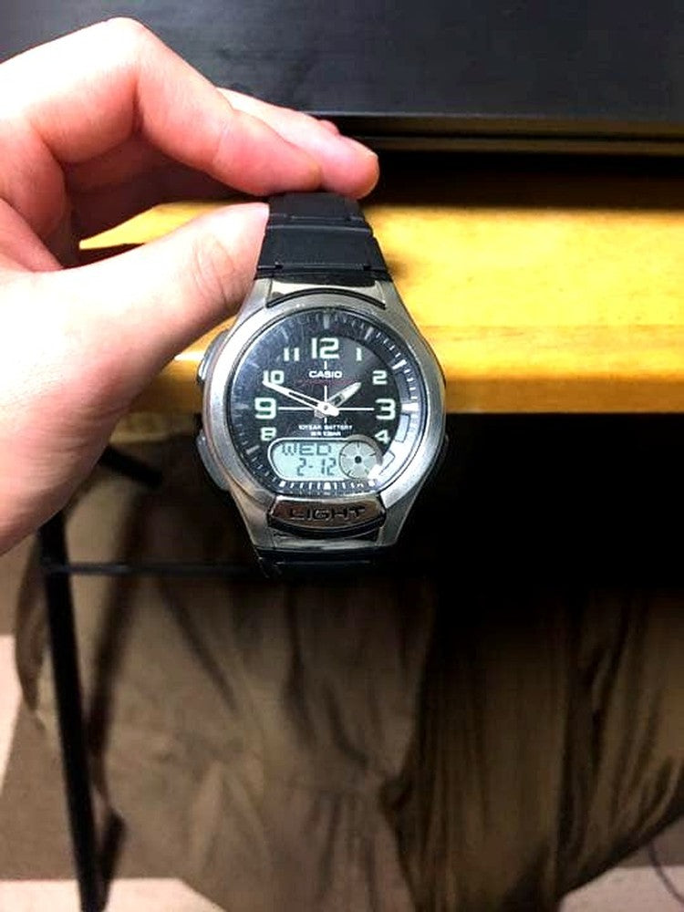 Brand new unused Casio watch with classic design displayed on white background