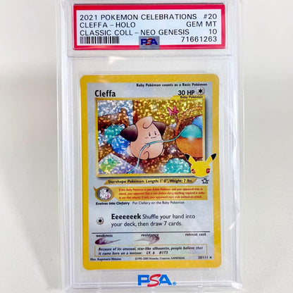 Bandai Pokemon Celebrations 2021 Cleffa holographic card graded PSA 10 Gem Mint in crystal pack Japan import