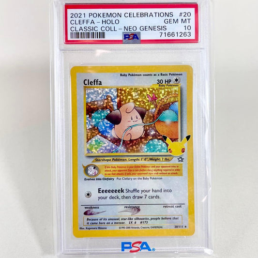 Bandai Pokemon Celebrations 2021 Cleffa holographic card graded PSA 10 Gem Mint in crystal pack Japan import