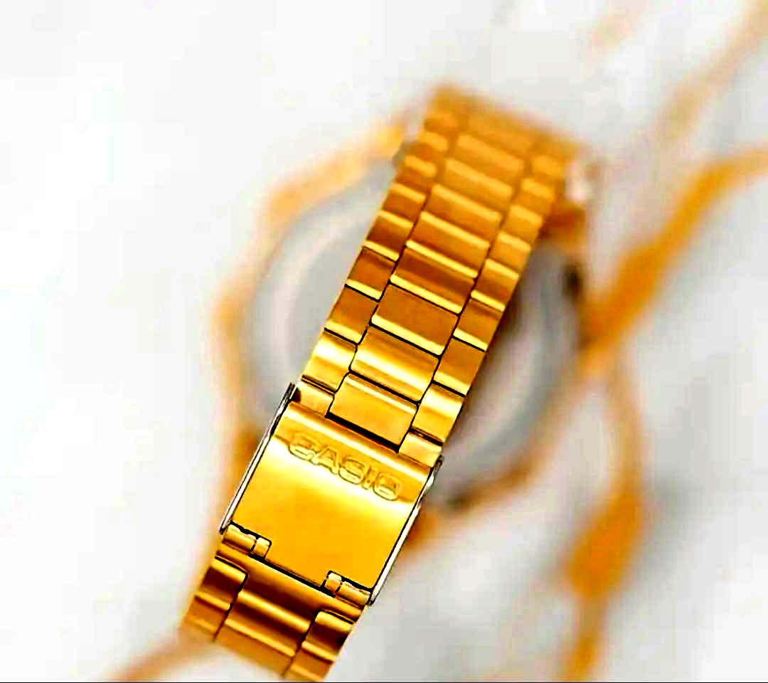 Casio Digital Wristwatch A168WG-9W Gold color with digital display and water resistance features