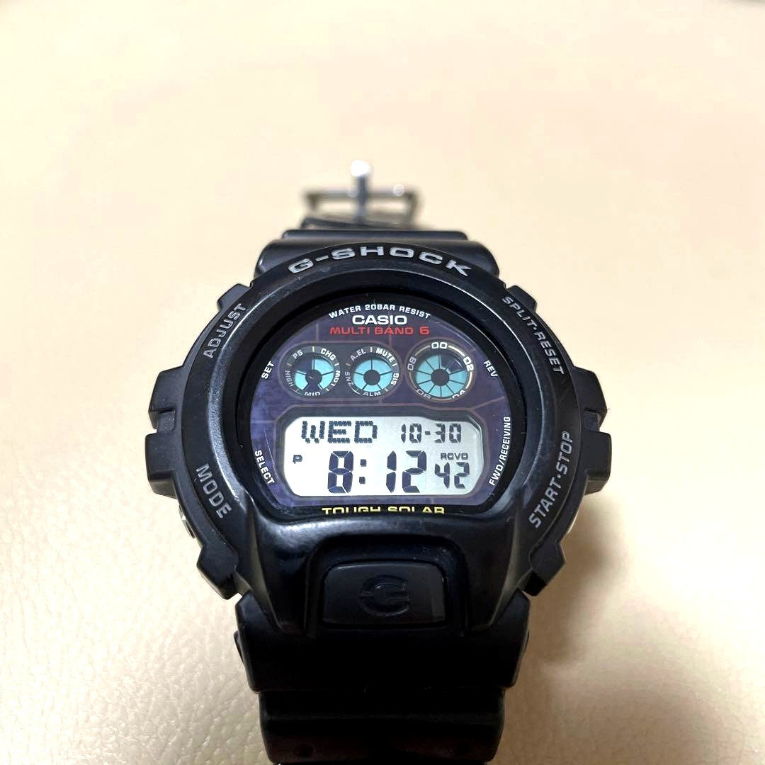 Casio G-Shock GW-6900 black digital watch with solar-powered face and durable shock-resistant design