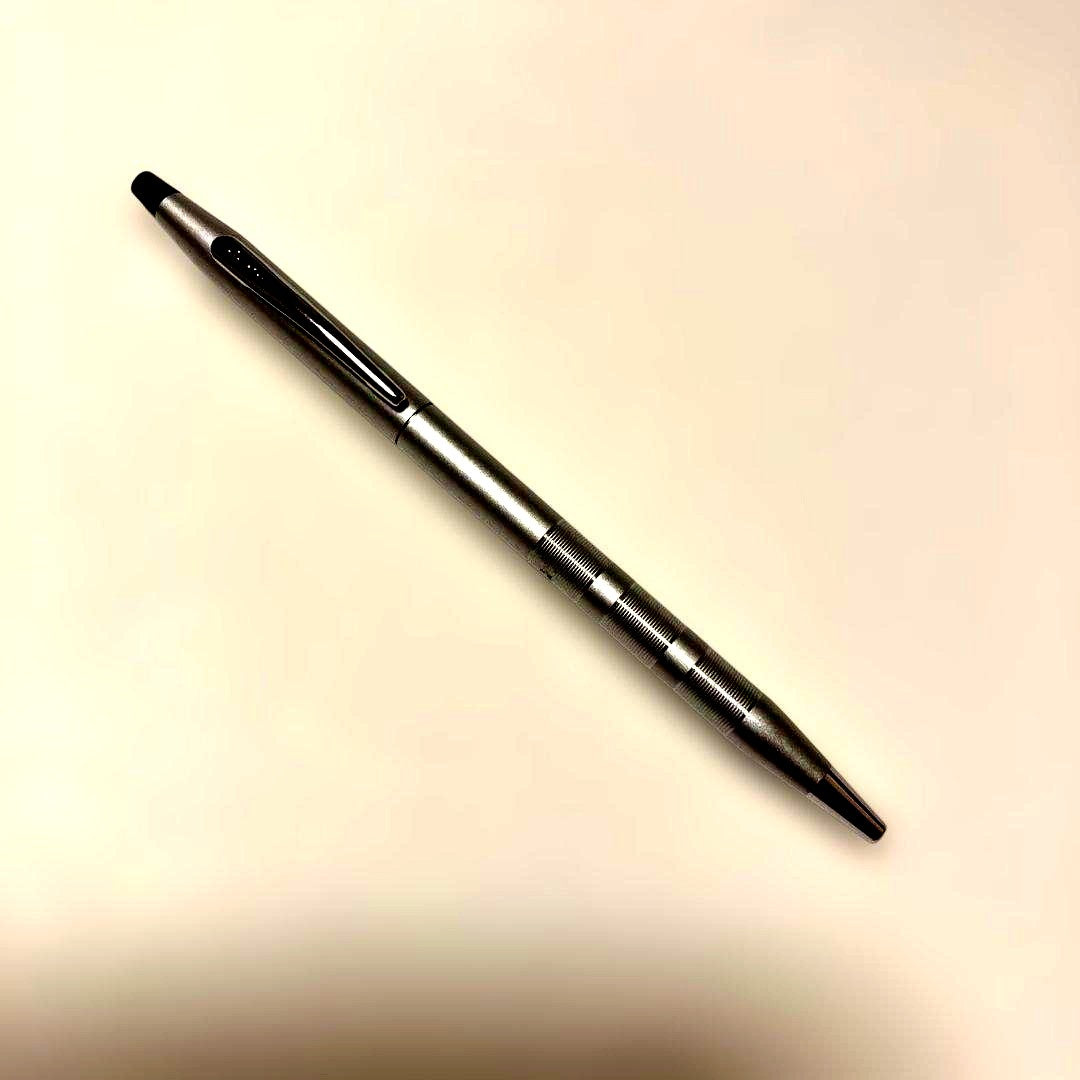 Brushed silver Cross Classic Century ballpoint pen with clip shown on white background
