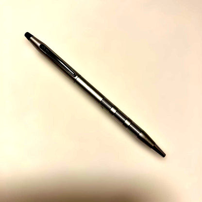 Brushed silver Cross Classic Century ballpoint pen with clip shown on white background