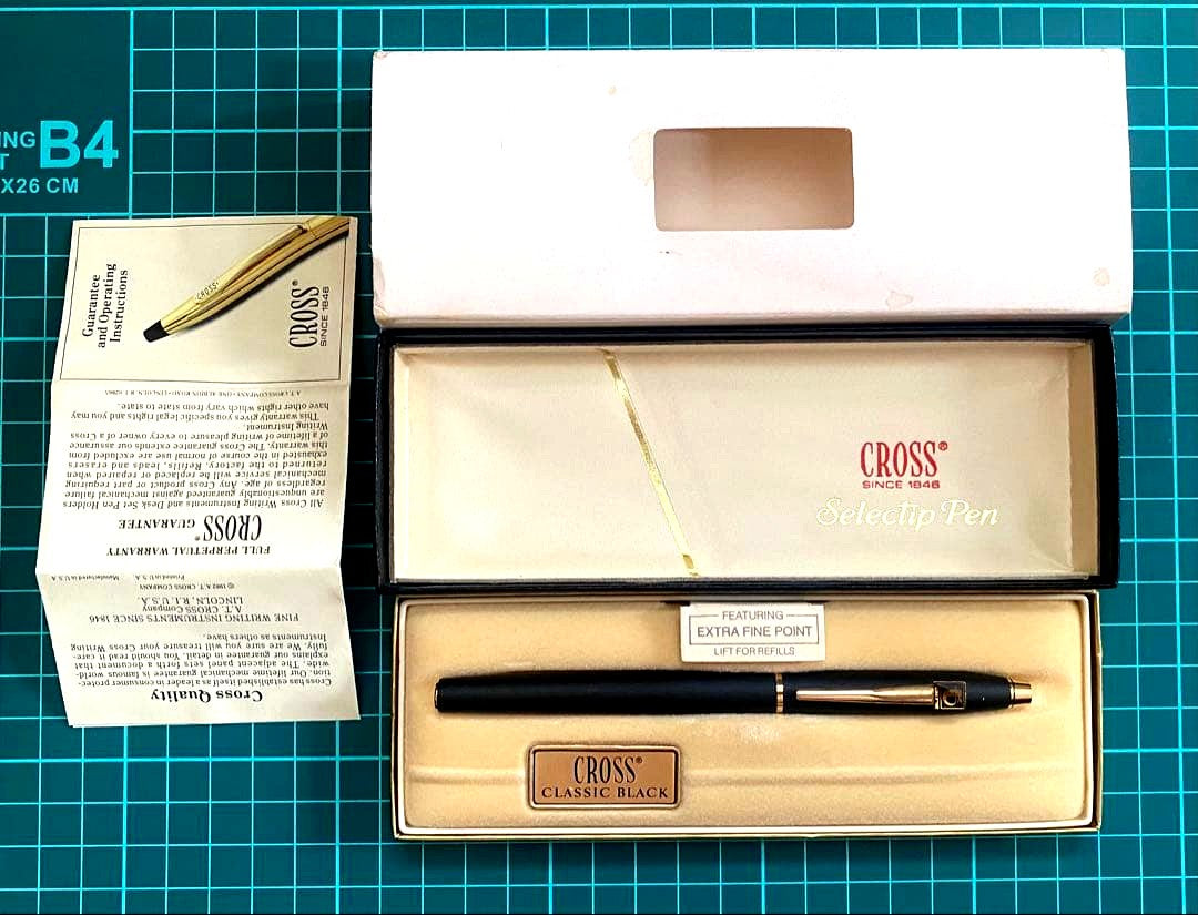 Cross heavy duty metal ballpoint pen with engraved logo body only Japan import used condition