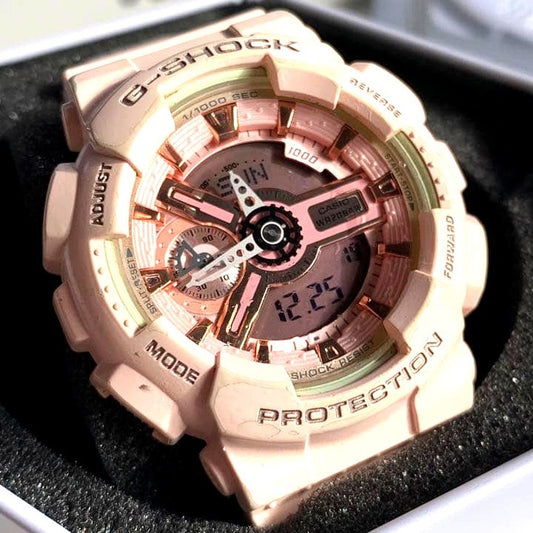 Casio G-Shock GMA-S110MP-4A1CR series wristwatch with pink and gray design
