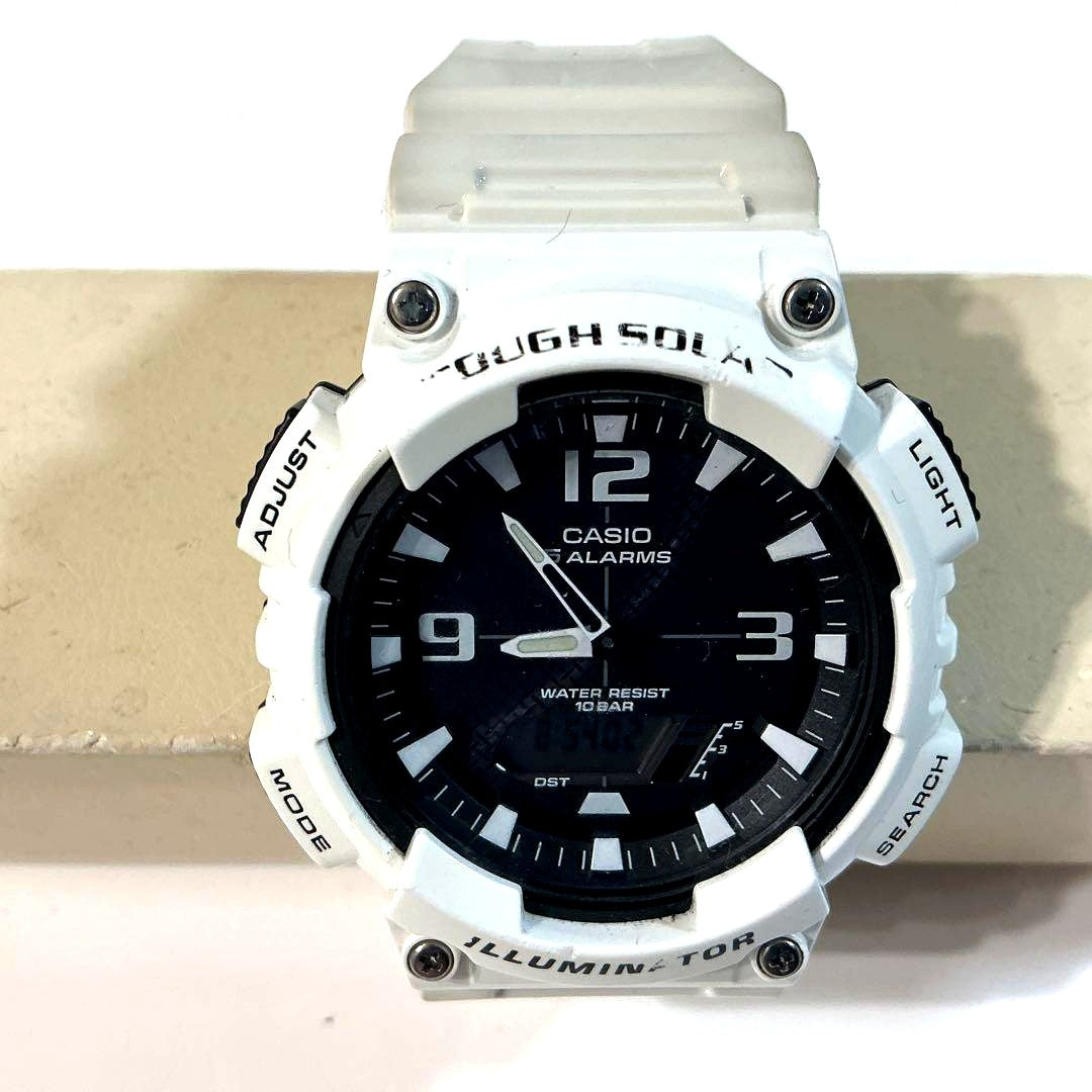 Casio Tough Solar AQ-S810W white wristwatch with resin band and solar power feature
