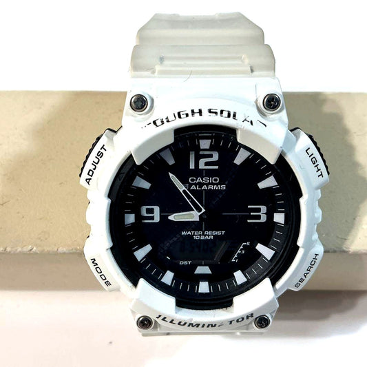 Casio Tough Solar AQ-S810W white wristwatch with resin band and solar power feature