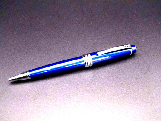 Cross Bailey Ballpoint Pen AT0452-12 in blue with brass barrel and stylus tip on cap