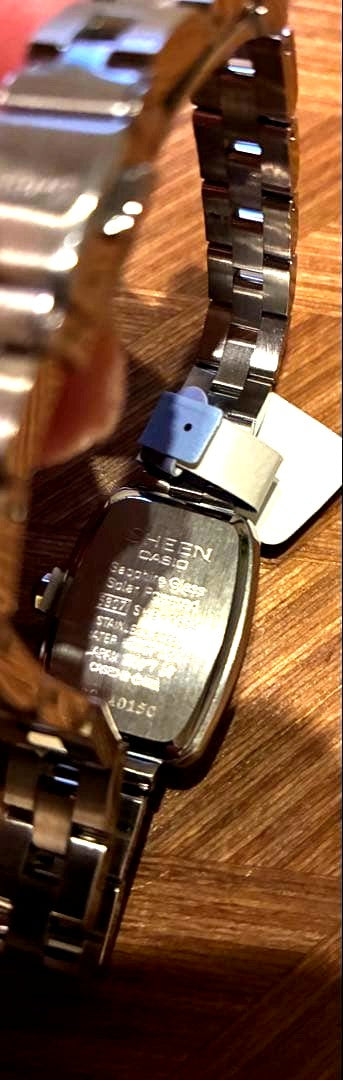 Casio Sheen solar-powered ladies wristwatch with sleek silver design and white dial