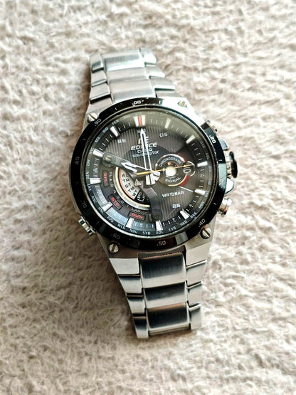 Casio Edifice Chronograph Digital Watch with black and silver analog-digital dial and stainless steel band