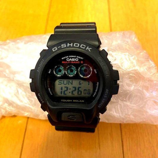 Casio G-Shock GW-6900 digital watch with black resin band and solar-powered display