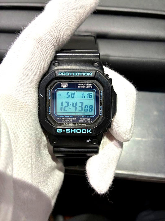 Casio G-Shock Multi Band 6 solar watch with black resin band and 200 meters water resistance