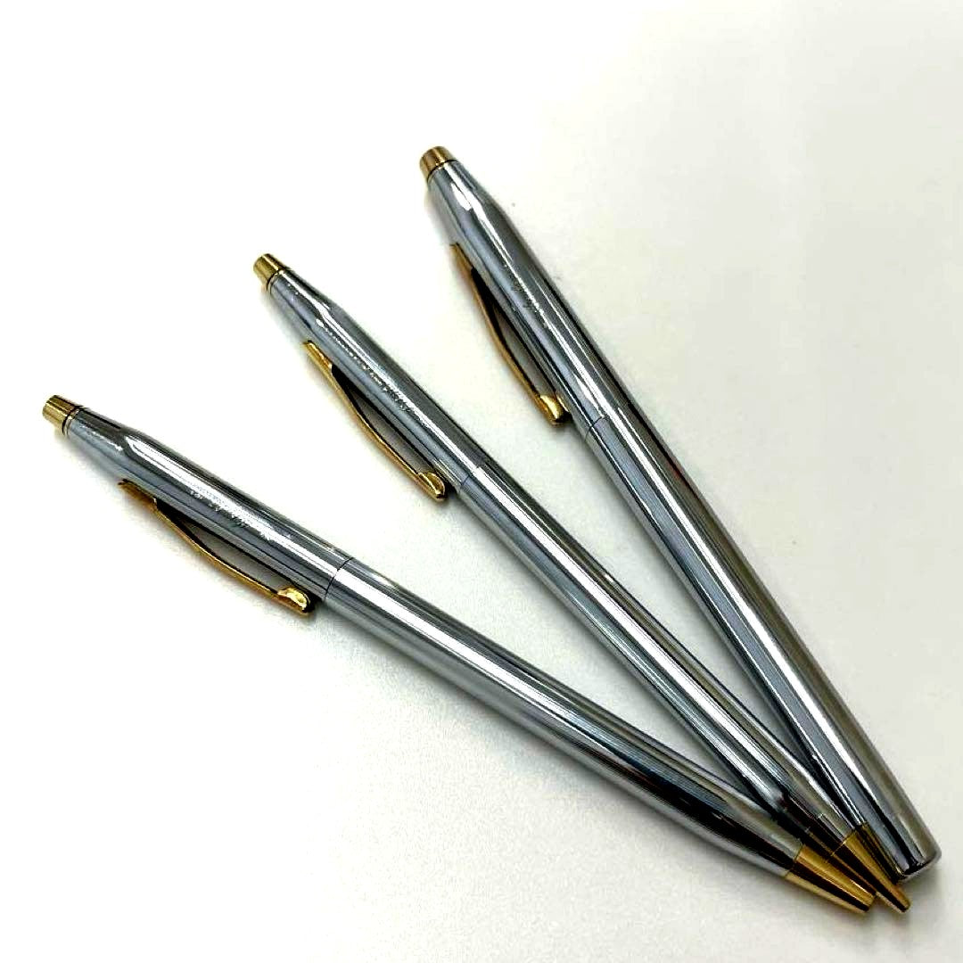 Cross Brand Pen, Mechanical Pencil & Sign Pen Set with Case in Silver and Gold