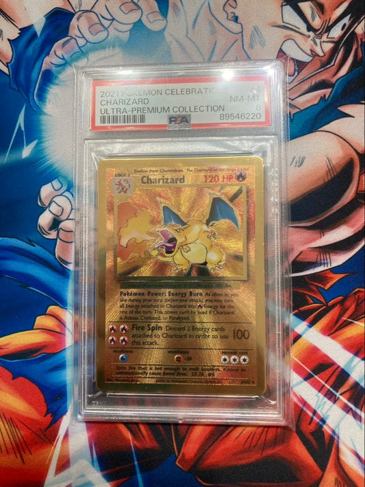 Bandai Pokemon Ultra Premium Collection 25th Anniversary Charizard card graded PSA8 from 2021 Celebrations #58
