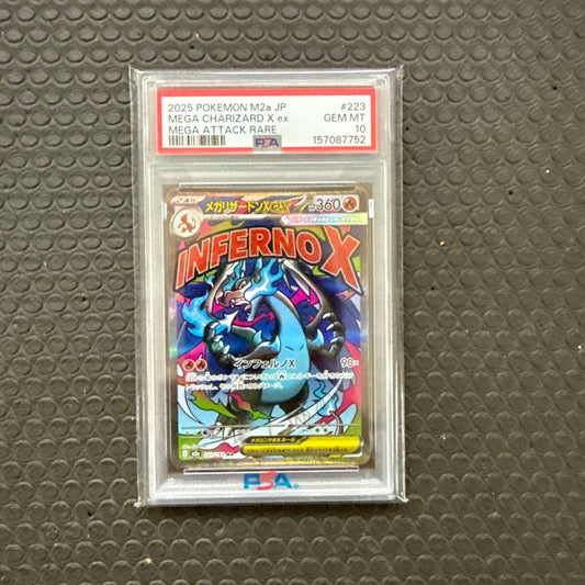 Sony PSA10 Mega Charizard X ex MA 223/193 Mega Dreamex collectible card in protective sleeve