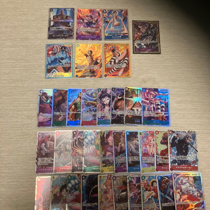 One Piece Parallel Sec SR collectible card set bulk pack with 35 plus 14 cards from Japan