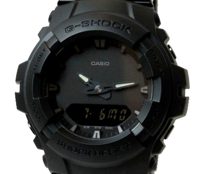 Casio G-Shock G-100BB black digital watch with all-black resin case and band, shock resistant, Japan import