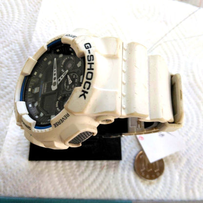 Casio G-Shock GA-100-1A4 white digital analog combination watch with resin case and band