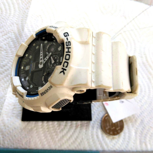 Casio G-Shock GA-100-1A4 white digital analog combination watch with resin case and band
