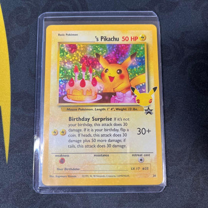 Pokemon Card Pikachu Birthday 25th Anniversary Overseas English Promo