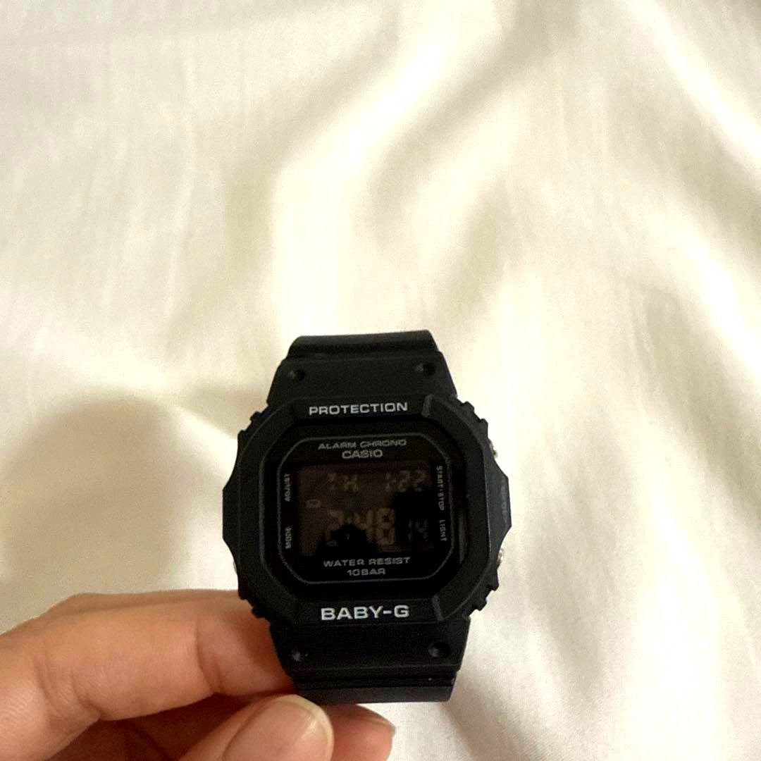 Casio Baby-G Tough Solar digital wristwatch with black rubber band and water resistance up to 100 meters