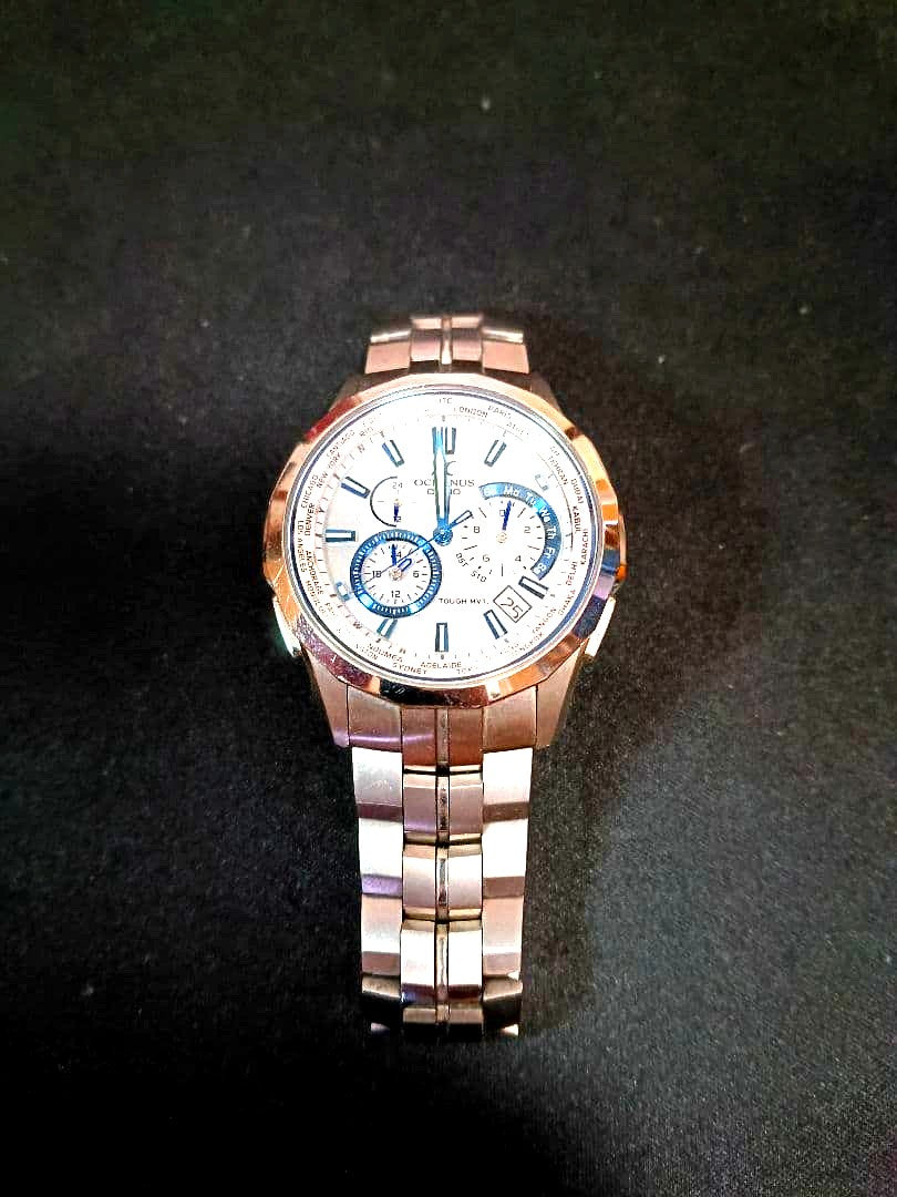Casio Oceanus OCW-S1400 men's radio wave solar watch with world time and chronograph features