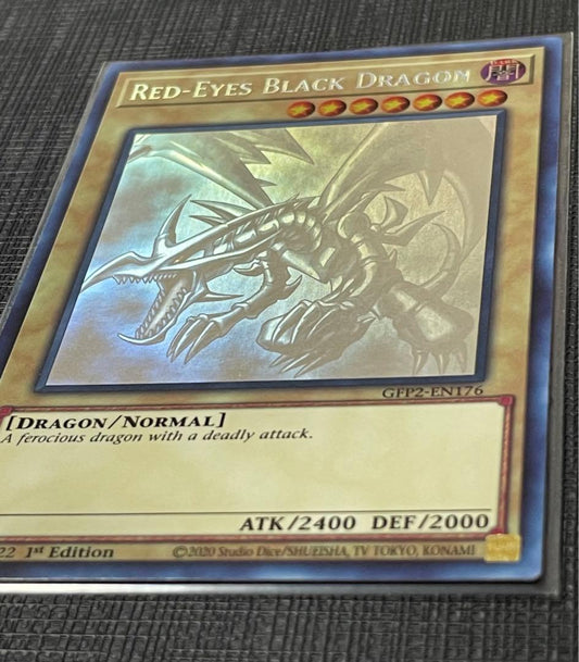 Red Eyes Black Dragon Ghost Rare Yu-Gi-Oh trading card Japan import with slight initial scratches