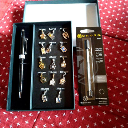 Crown Brand Black Ballpoint Pen with Gift Box and Replacement Ink