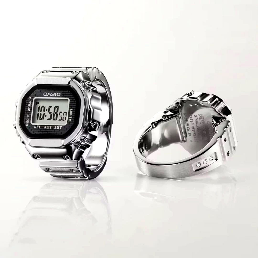 Casio G-Shock CRW001-1JR silver ring watch with original accessories, brand new and unworn