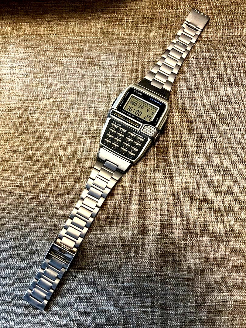 Casio Data Bank DBC-V500 Easy Rec digital watch with keypad and display showing data bank functions