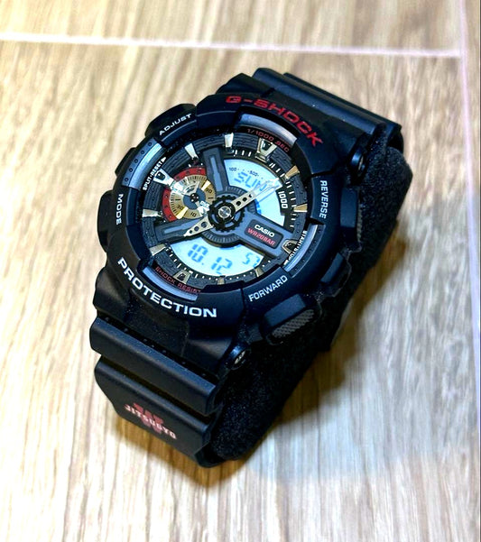 Casio G-Shock GA-110 Waseda University Affiliated School wristwatch with logo on belt and box