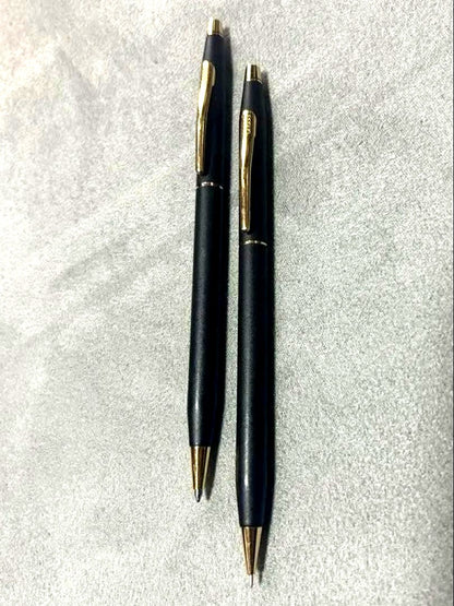 Cross Century Ballpoint Pen and Mechanical Pencil Set - Black Lacquer Japan Import