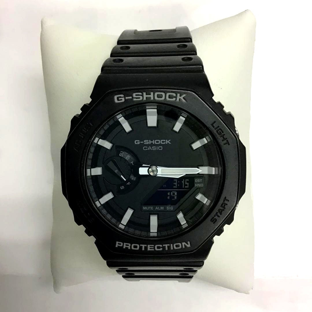 Casio G-Shock GA-2100-1AJF black digital analog watch with carbon core guard and water resistant design