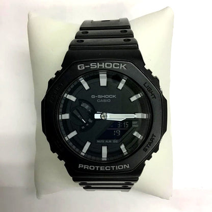 Casio G-Shock GA-2100-1AJF black digital analog watch with carbon core guard and water resistant design