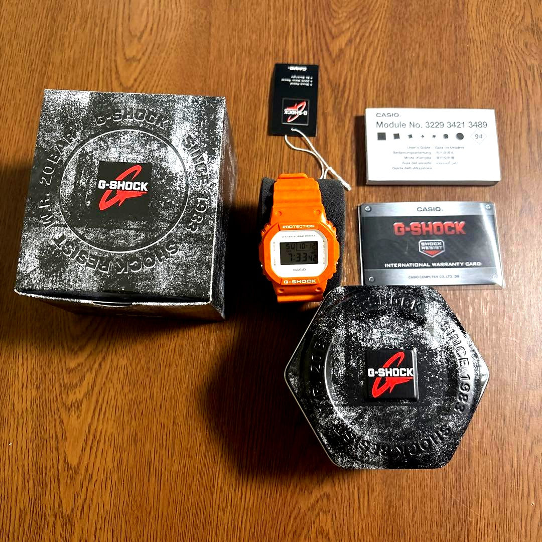 Casio G-Shock DW-5600WS-4 orange 5600 series wristwatch in like-new condition