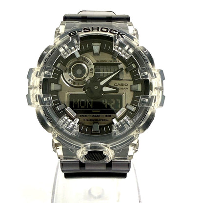 G-Shock Casio GA-700SK-1ADR digital watch with transparent gray resin skeleton case and shock resistant design