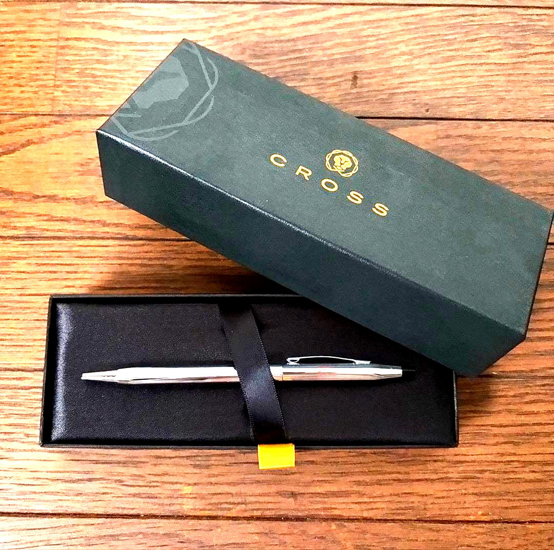 Silver CROSS ballpoint pen with Fast Retailing logo engraved, Japan import, unused condition