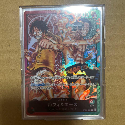 One Piece Luffy and Ace Leader Card ST30-001 single card stored in protective sleeve