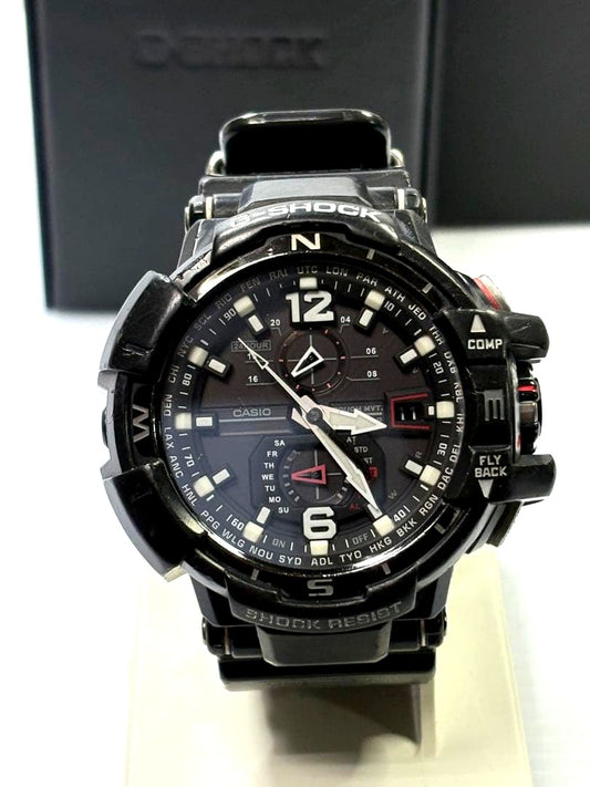 Casio G-Shock GW-A1100 Sky Cockpit Radio Solar watch showing black dial and rugged design