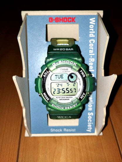 Casio G-Shock W.C.C.S DW-9600WC-3AT digital watch with green case and clean glass