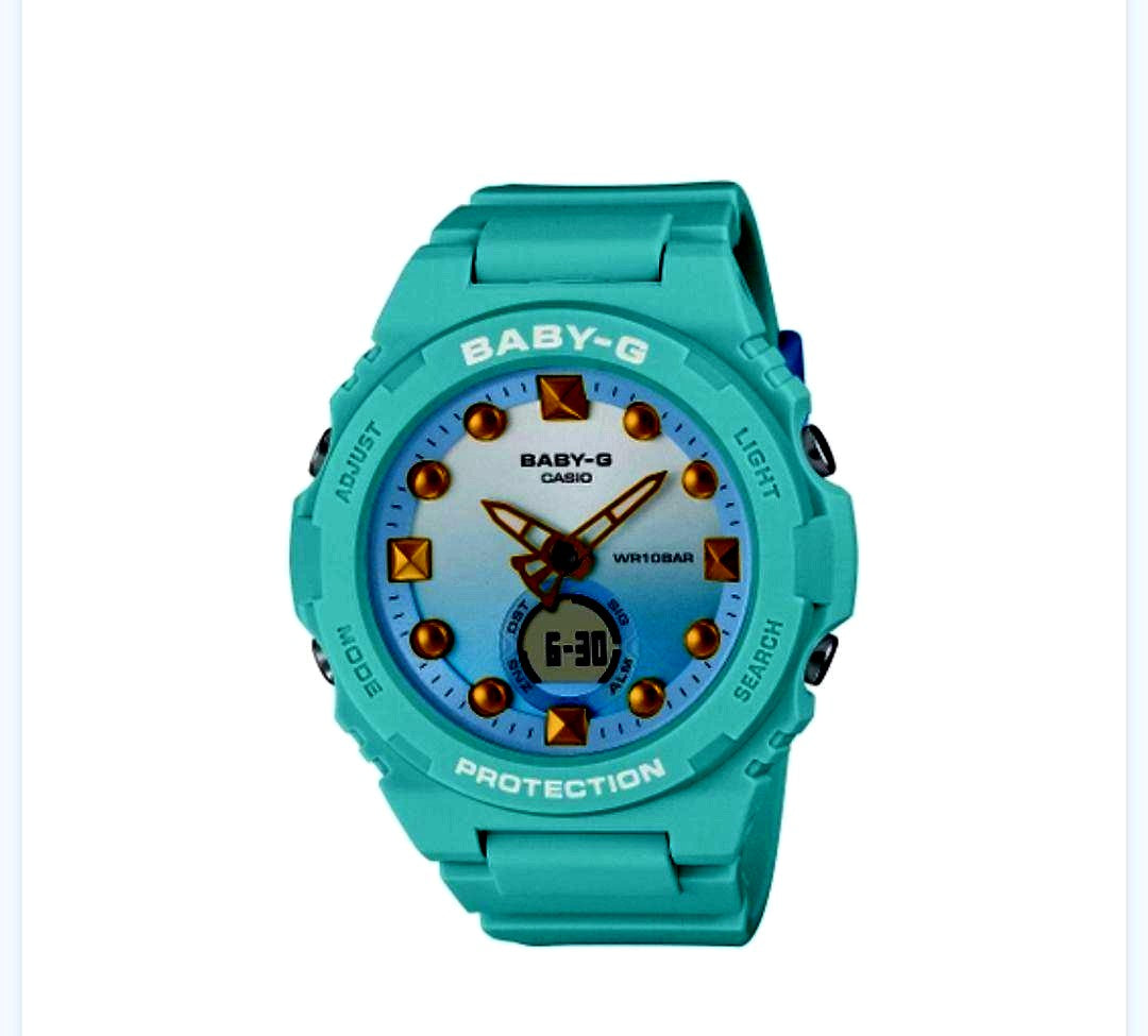 Casio Baby-G BGA-320-3A digital watch in mint green with LED light and alarm features