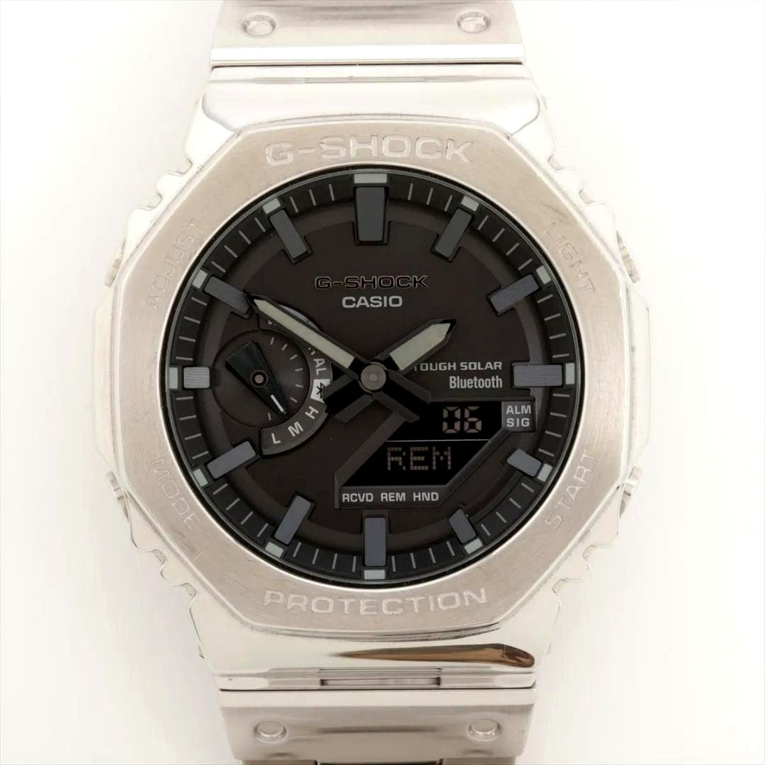 Casio G-Shock GM-B2100D-1AJF men's solar watch with black dial and stainless steel band