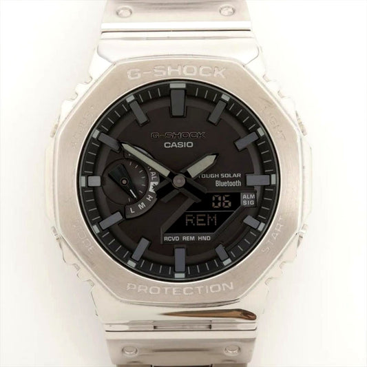 Casio G-Shock GM-B2100D-1AJF men's solar watch with black dial and stainless steel band