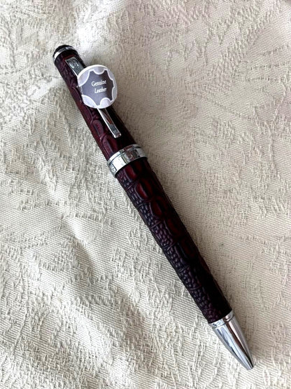 Cross Leather Ballpoint Pen with Metal Body and Leather Finish