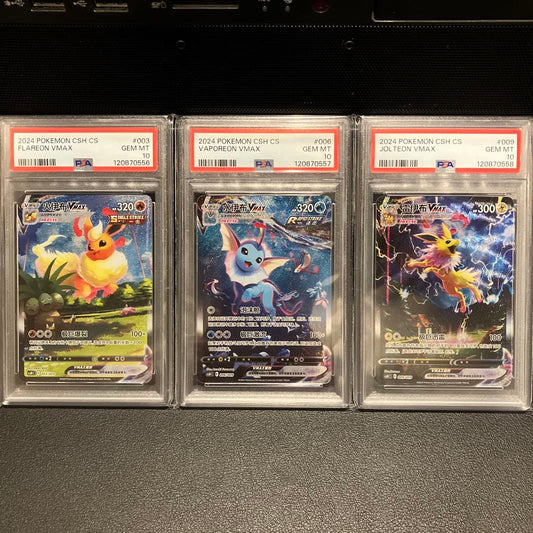 Pokemon PSA10 Shiny Vmax Booster Set featuring Suicune Entei and Raikou Japanese cards