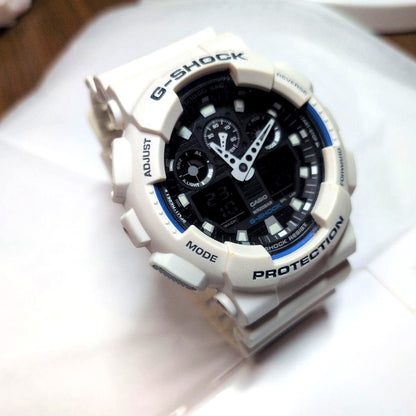Casio G-Shock GA-100B 5081*JA white digital and analog wristwatch with stopwatch and timer functions