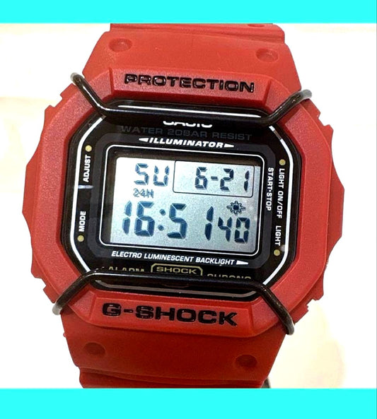 Casio G-Shock DW-5600P red digital watch with electro-luminescent backlight and rubber strap, body only
