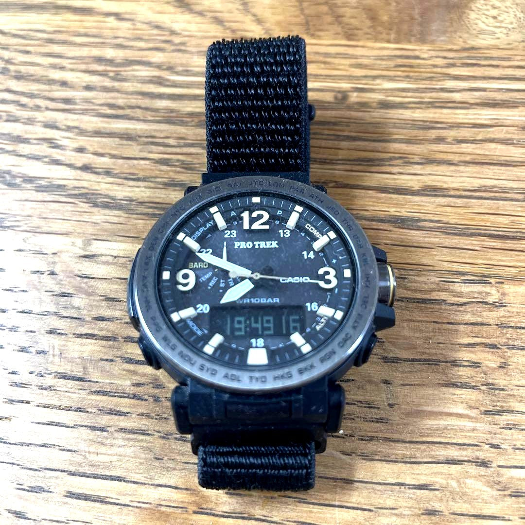 Casio Pro Trek PRG-600YB-3JF wristwatch with resin stainless steel case and silicone band shown from front